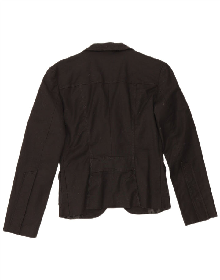 Zara Mujer Chaqueta Blazer De 1 Botón UK 10 Small Algodón Negro