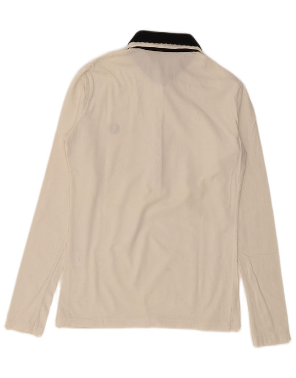 Fred Perry Polo de manga larga para mujer UK 40 Algodón blanco mediano