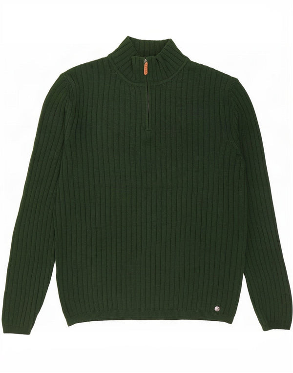 Rifle - Jersey con cuello y cremallera para hombre, talla 3XL, color verde