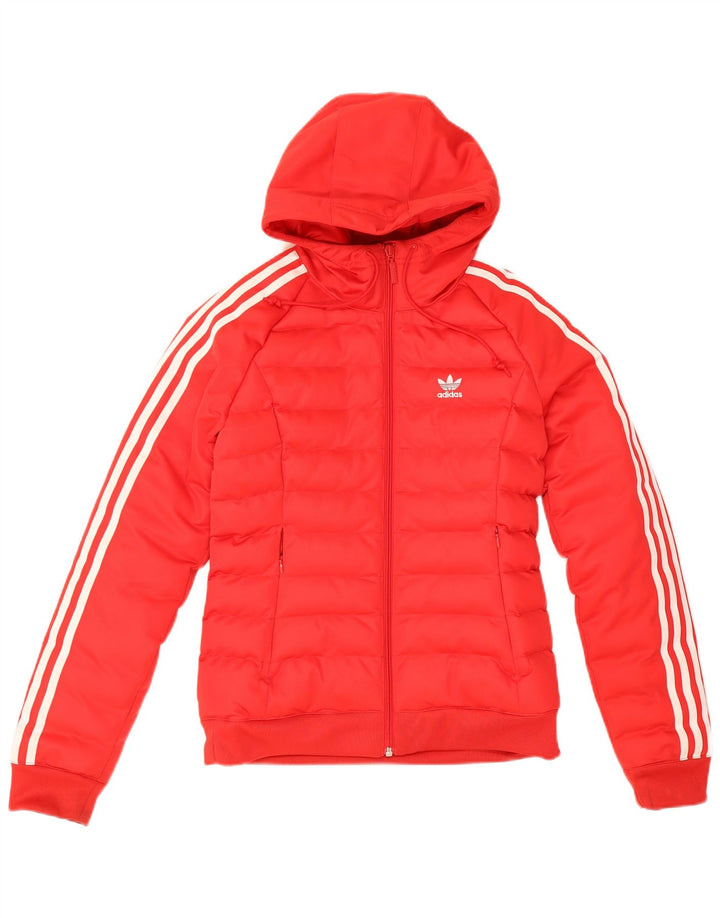 Adidas Chaqueta acolchada con capucha para mujer UK 6 XS Poliéster rojo
