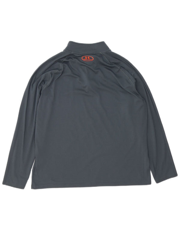 Under Armour Hombre Heat Gear Zip Neck Jersey Chándal Top Grande Gris