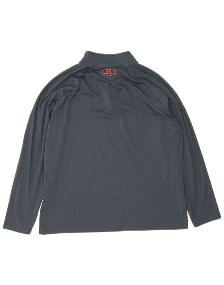 Under Armour Hombre Heat Gear Zip Neck Jersey Chándal Top Grande Gris