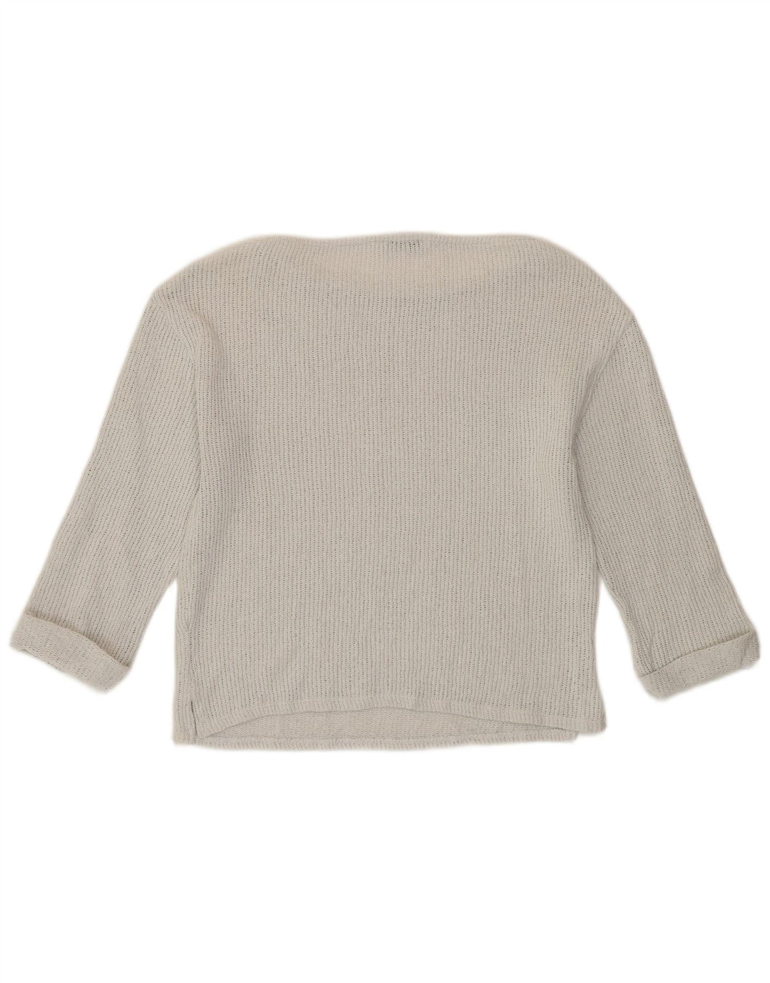 Zara Mujer Top Manga 3/4 UK 42 Medio Algodón Blanco