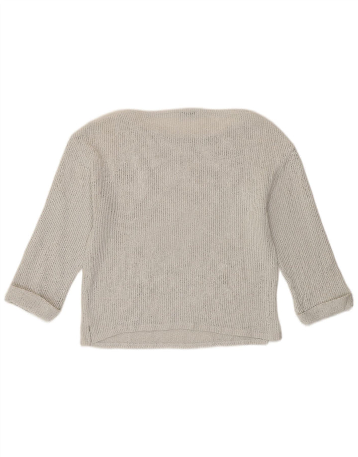 Zara Mujer Top Manga 3/4 UK 42 Medio Algodón Blanco