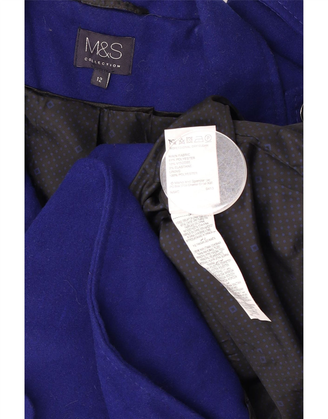 Marks & Spencer Abrigo militar de doble botonadura para mujer UK 42 Azul medio