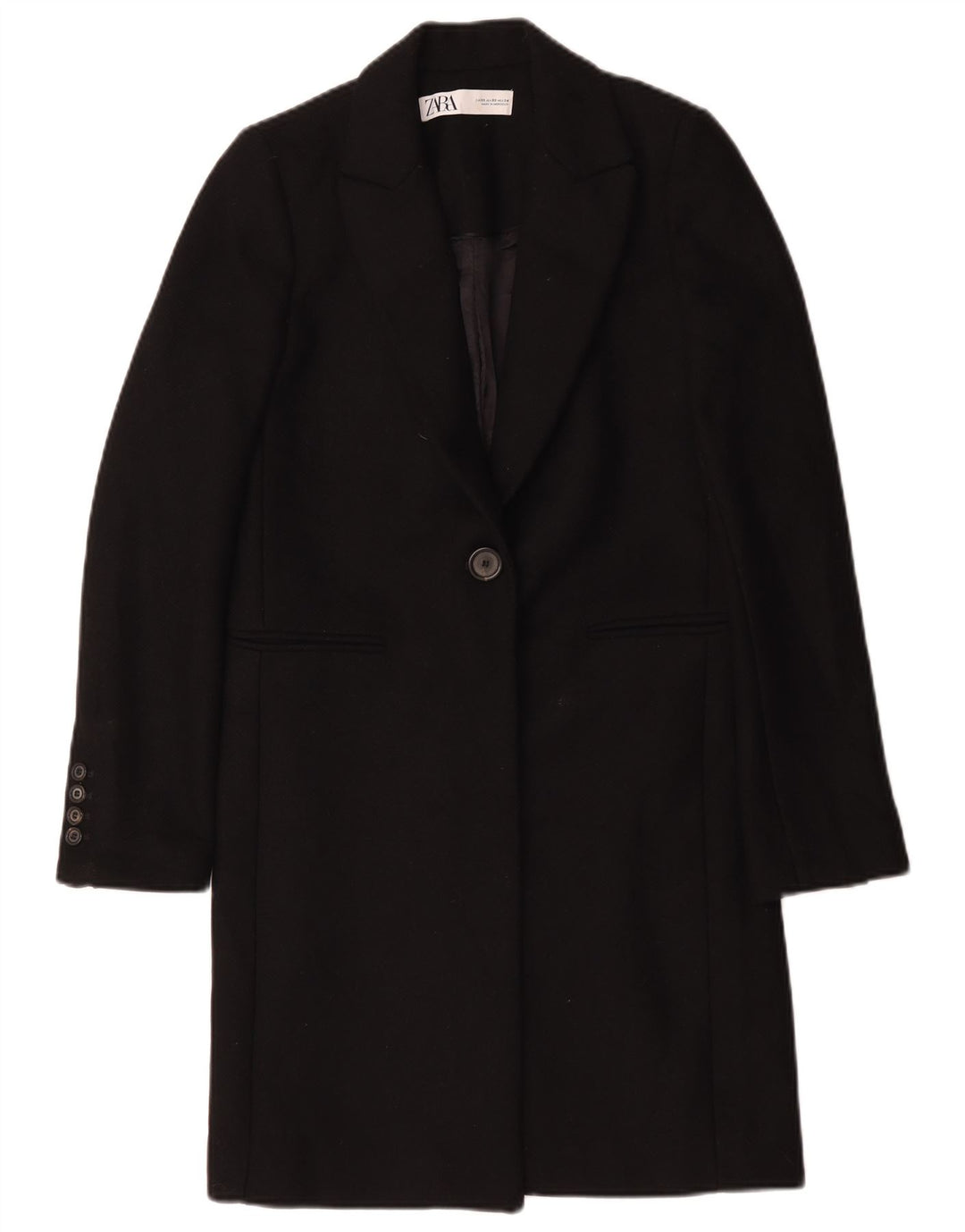 Zara Mujer Abrigo UK 6 XS Negro Poliéster