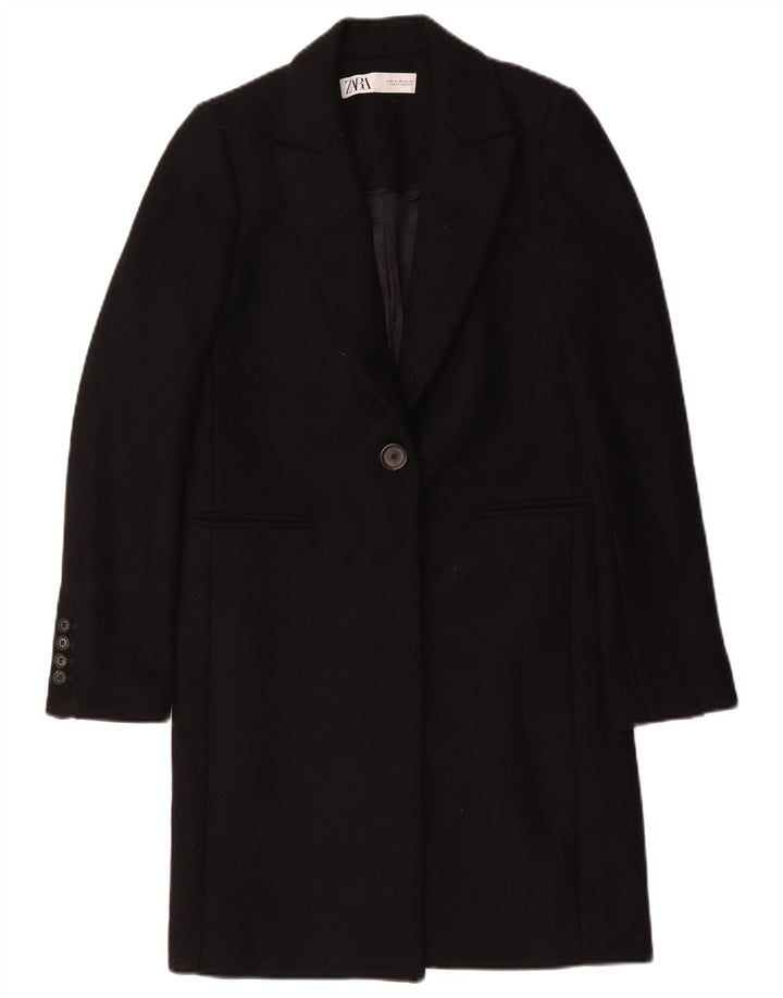 Zara Mujer Abrigo UK 6 XS Negro Poliéster