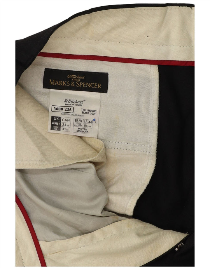 Marks & Spencer Pantalón de traje con pinzas para hombre W34 L30 Lana gris