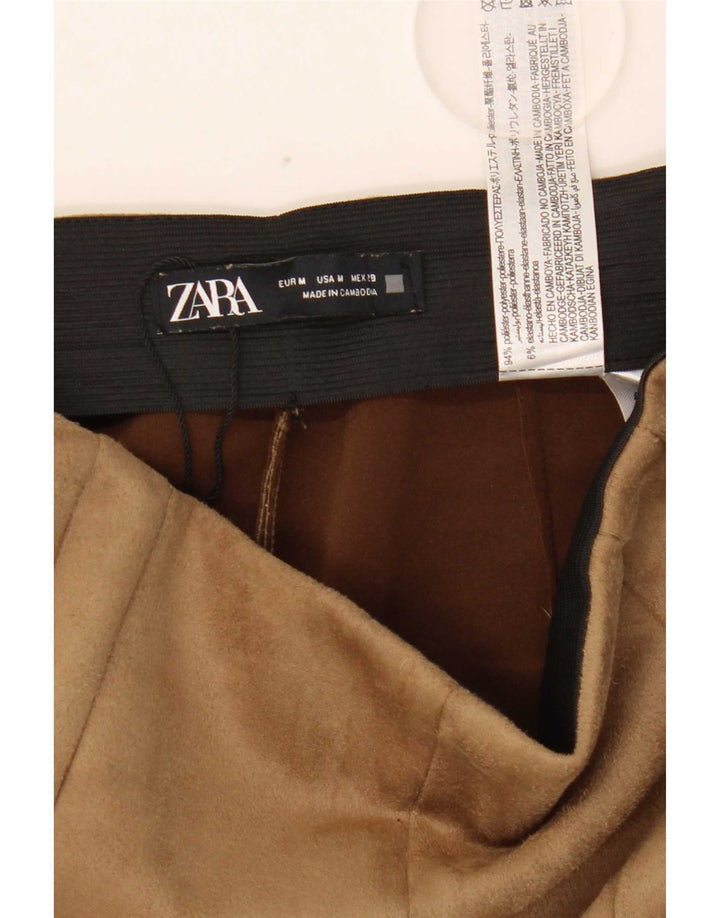 Zara Mujer Pantalón Slim Talle Alto Mediano W28 L27 Marrón Poliéster
