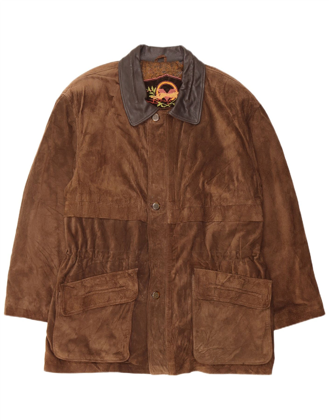 Chaqueta de ante vintage para hombre IT 54 XL cuero marrón