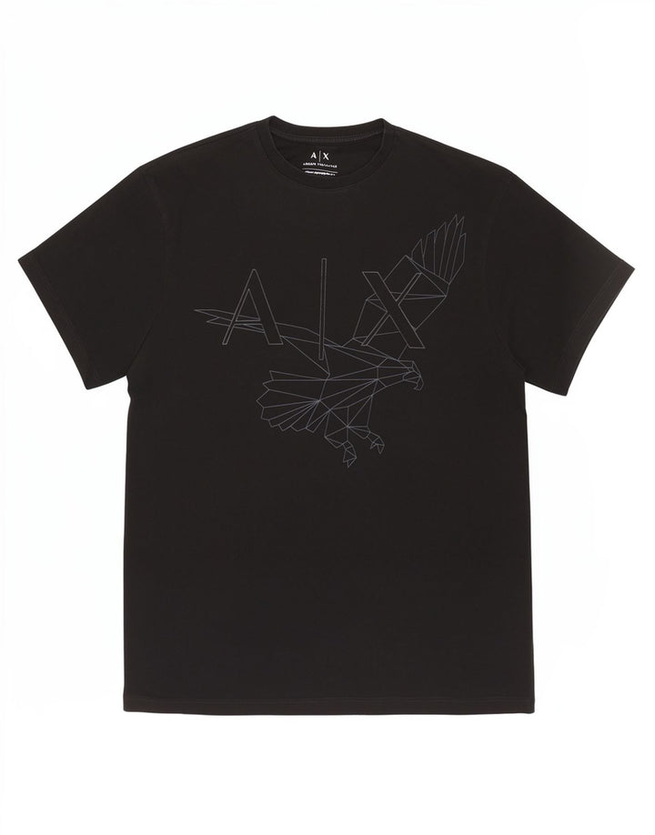 Armani Exchange Camiseta Estampada Regular para Hombre Top Pequeño Negro Geométrico