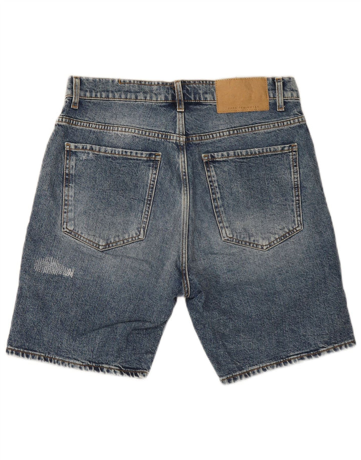 Zara Mens Shorts De Mezclilla Desgastados EU 40 Medium W31 Azul