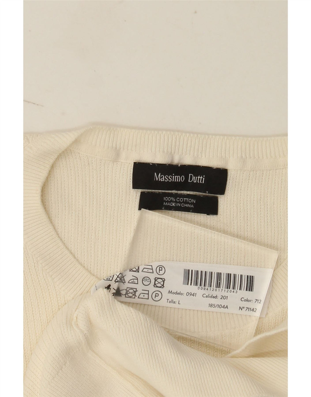 Massimo Dutti Hombre Camiseta Manga Corta Top Grande Blanco Algodón