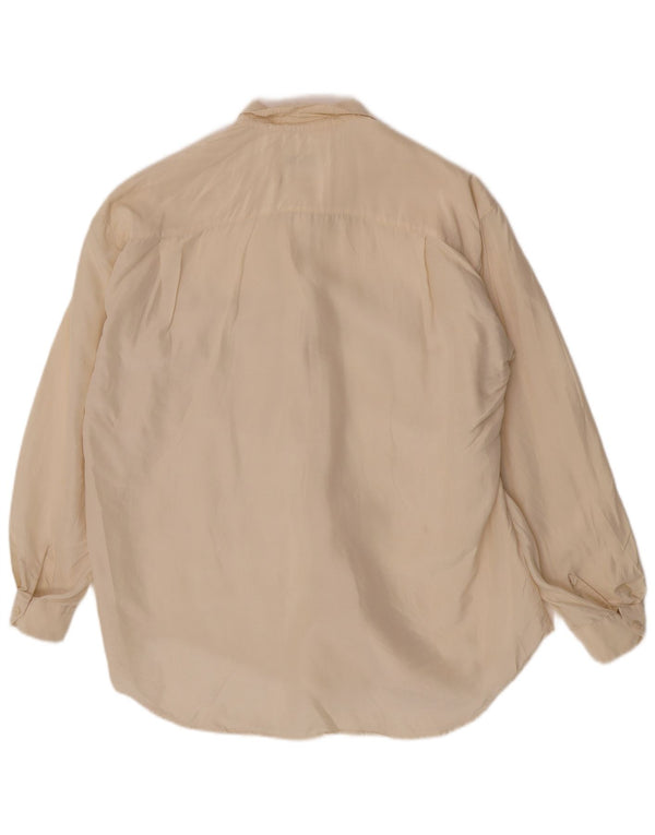 Vintage mujer camisa de gran tamaño blusa Reino Unido 14 medio blanco apagado