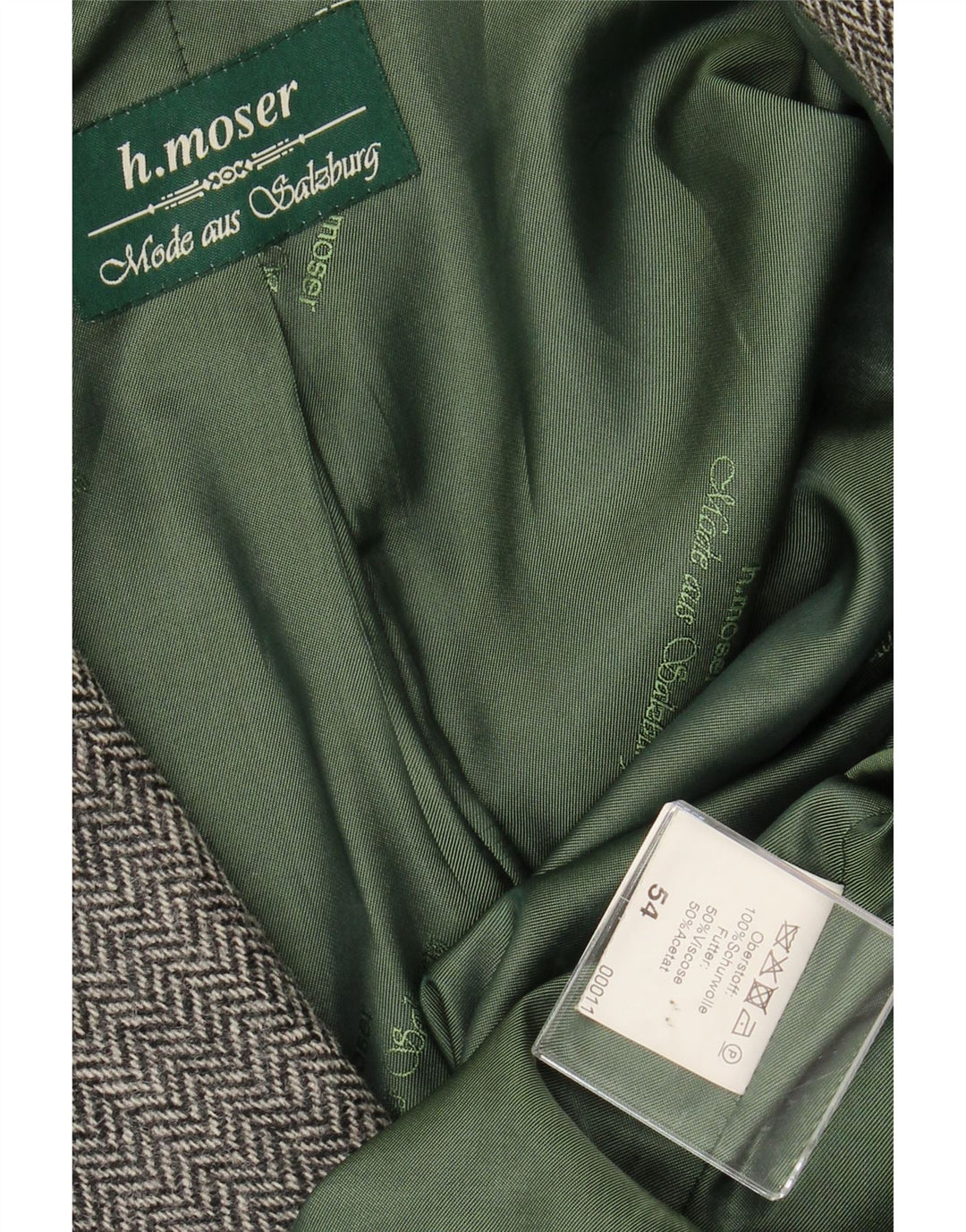 H.MOSER Chaqueta tipo blazer de 3 botones para hombre EU 54 2XL Lana en espiga gris