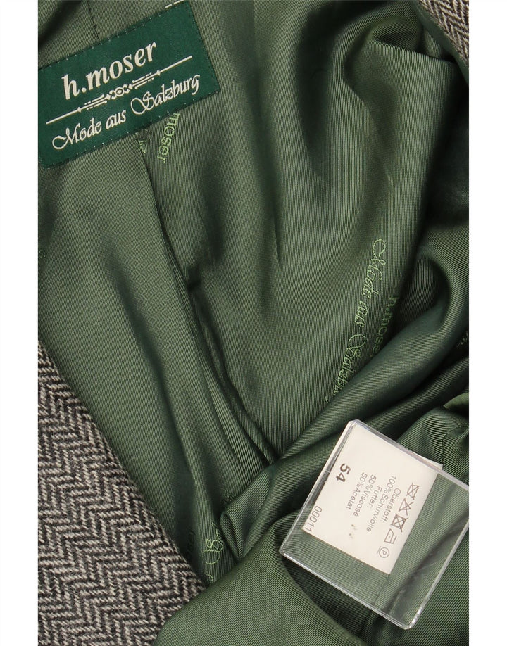 H.MOSER Chaqueta tipo blazer de 3 botones para hombre EU 54 2XL Lana en espiga gris