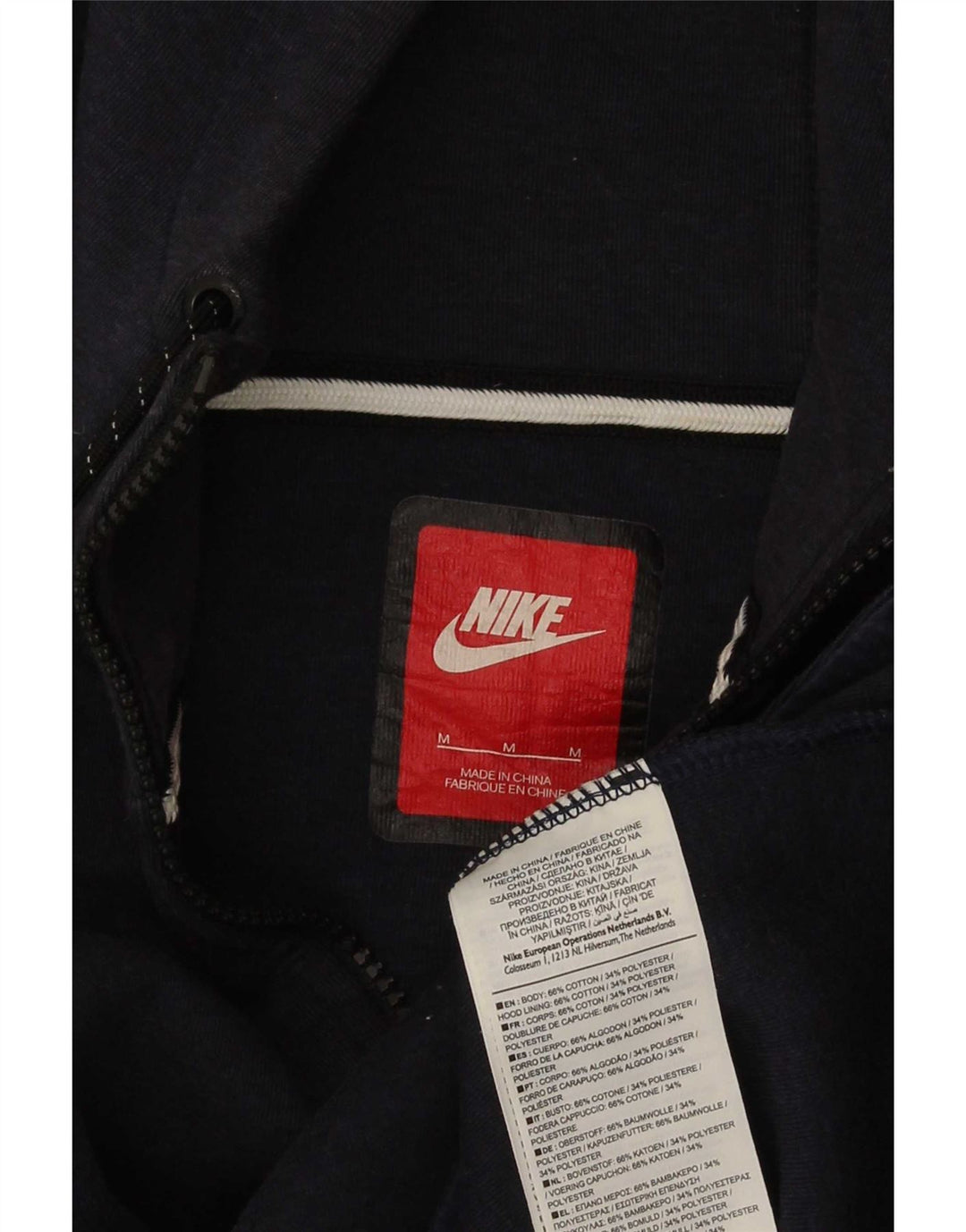 Nike - Sudadera con capucha y cremallera para hombre, algodón, color azul marino mediano