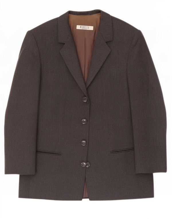 Marella Chaqueta Blazer de 4 Botones para Mujer UK 42 Lana Gris Mediana