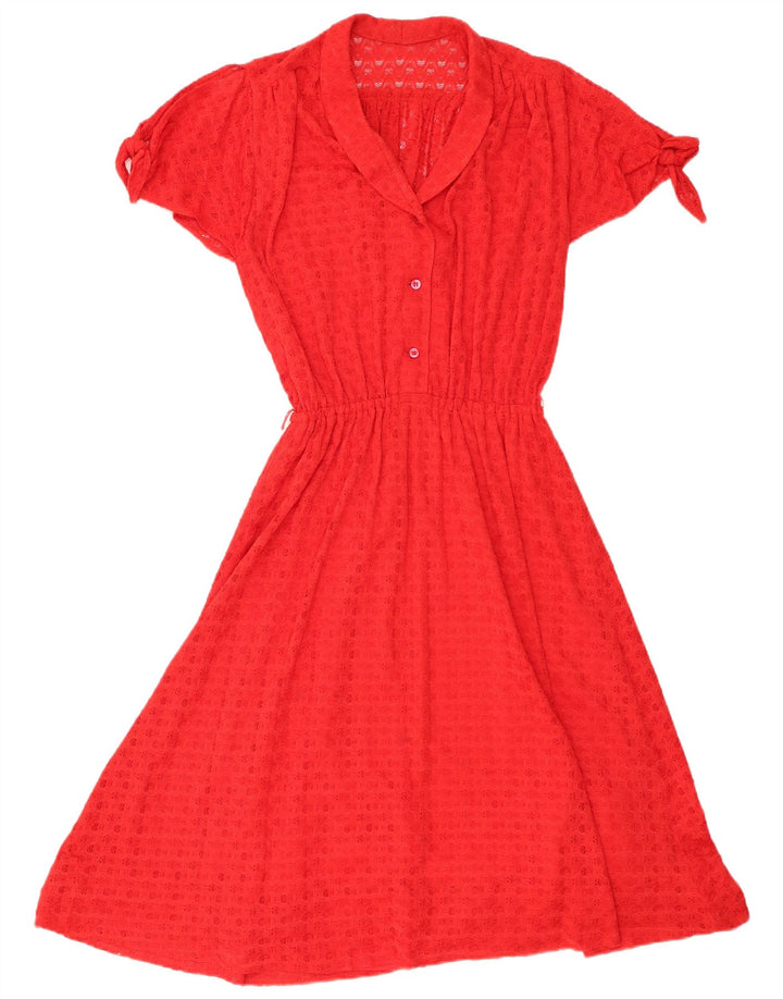 Vintage mujer A-Line vestido Reino Unido 8 pequeño rojo