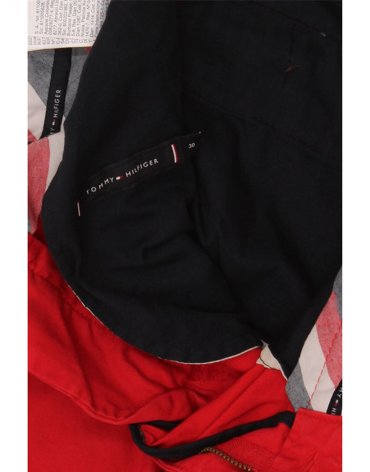 Tommy Hilfiger Pantalones cortos chinos para hombre W30 Algodón rojo mediano