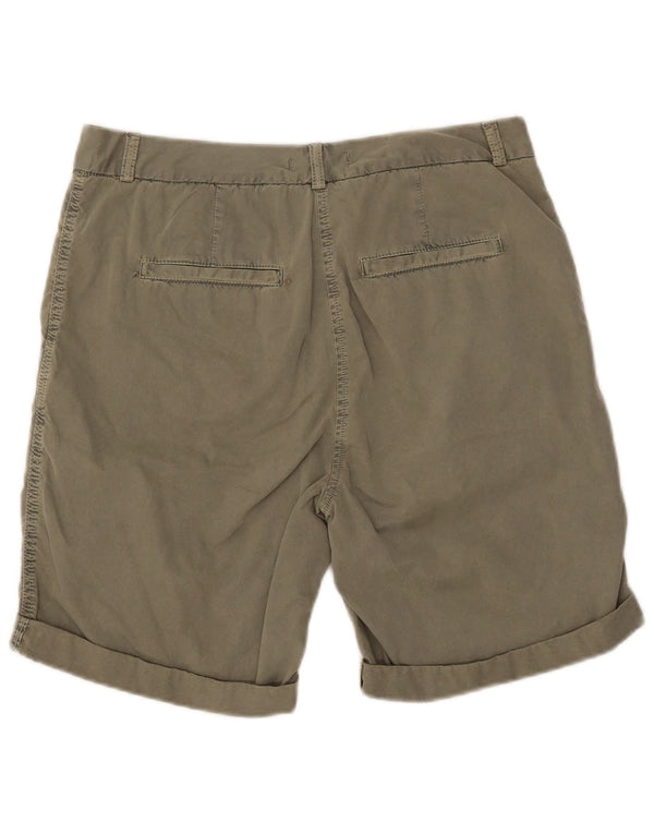 Marks & Spencer Pantalones cortos chinos de cintura alta para mujer UK 12 Medium W32 Caqui