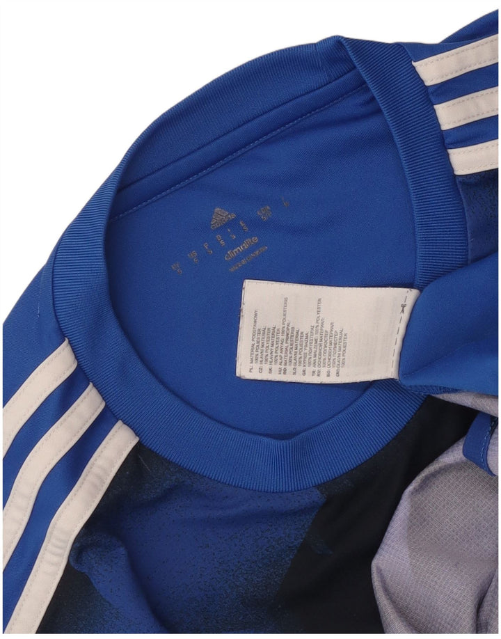 Adidas Mens Climalite Graphic Camiseta Top Pequeño Azul Geométrico Poliéster