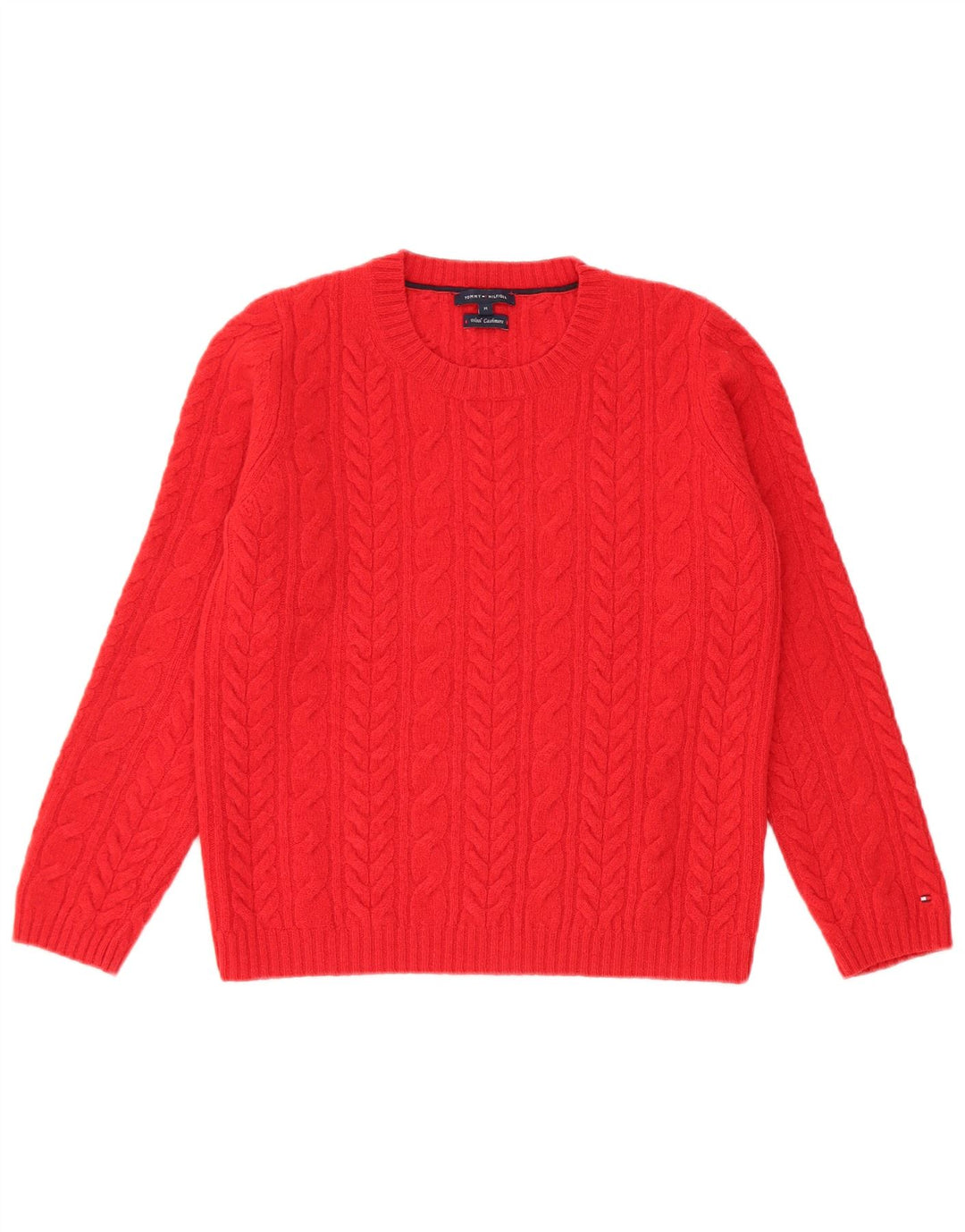 Tommy Hilfiger Suéter de cuello redondo para mujer UK 12 Lana roja mediana