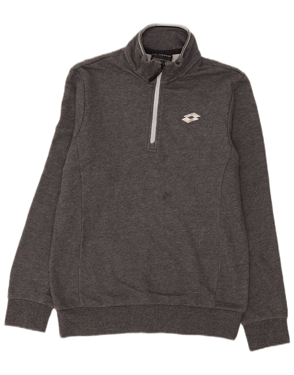 Lotto Hombre Sudadera Con Cremallera Y Cuello Jersey Small Gris Algodón