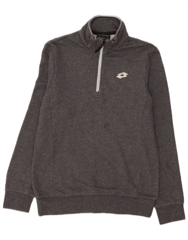 Lotto Hombre Sudadera Con Cremallera Y Cuello Jersey Small Gris Algodón