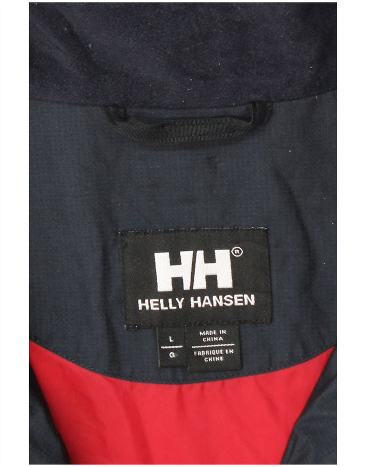 Helly Hansen Chaqueta impermeable para hombre UK 40 Large Azul marino Colorblock Nylon