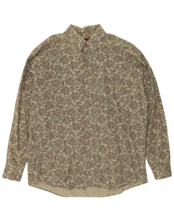 Camisa vintage para hombre XL Verde Paisley Algodón