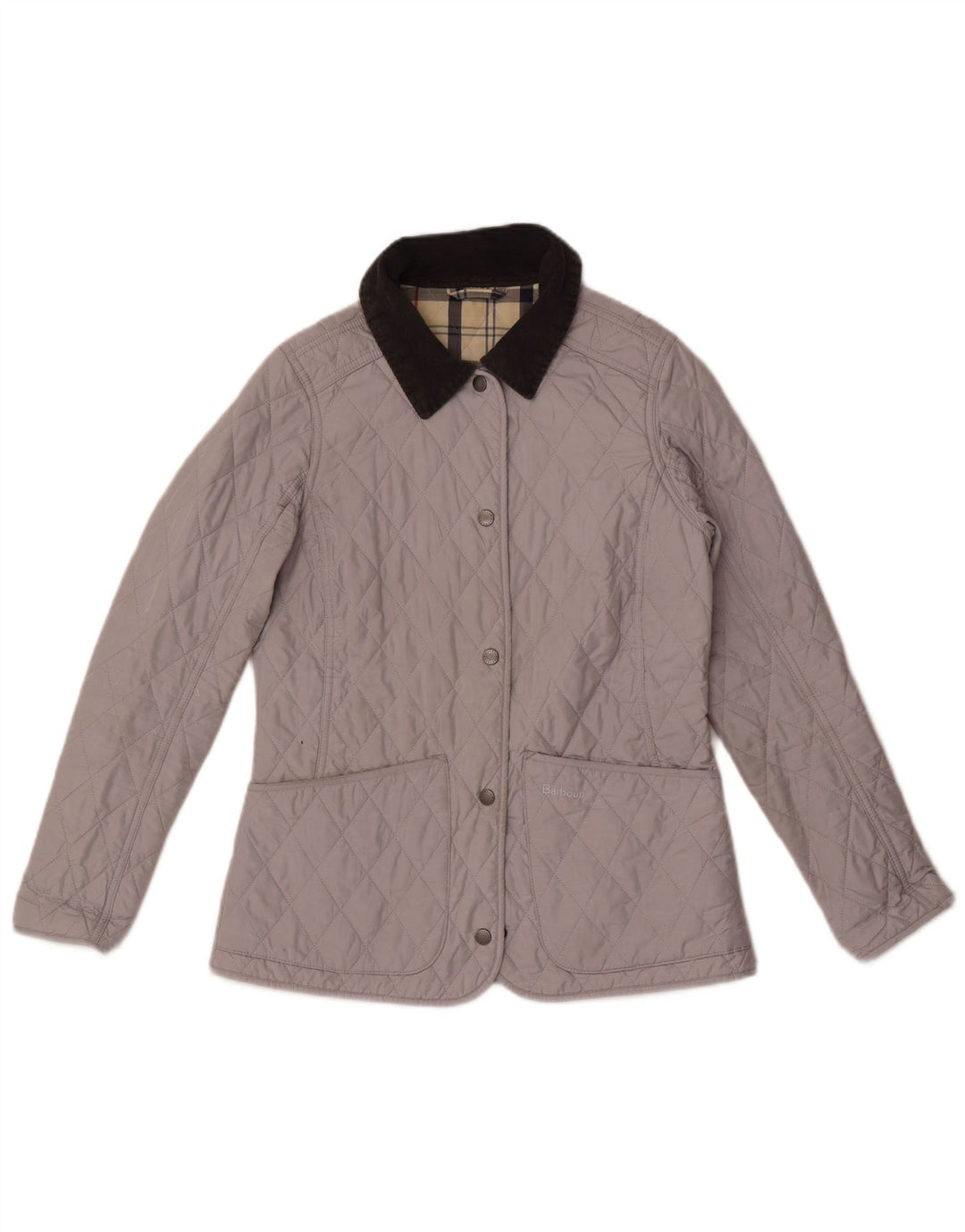 Barbour Chaqueta acolchada para mujer UK 8 Small Gris Colorblock Poliéster