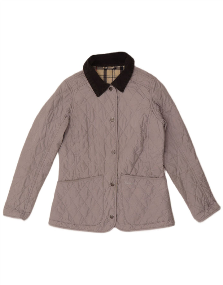 Barbour Chaqueta acolchada para mujer UK 8 Small Gris Colorblock Poliéster