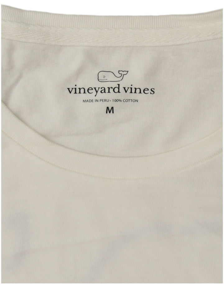 VINEYARD VINES Top gráfico para hombre manga larga algodón blanco medio