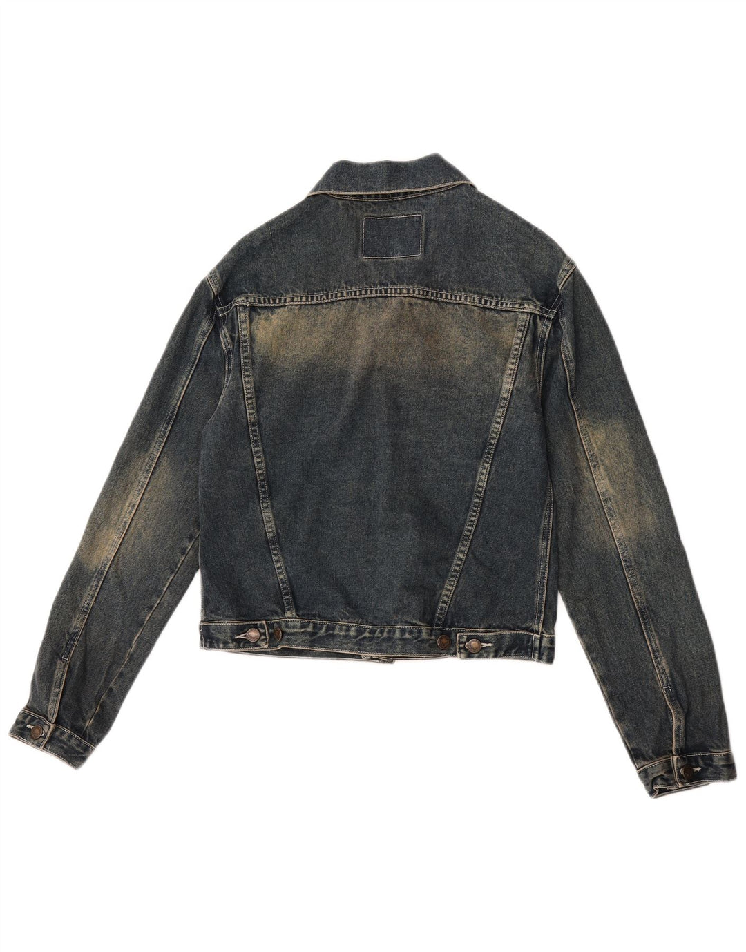 Vintage mujer chaqueta de mezclilla Reino Unido 14 algodón azul marino medio