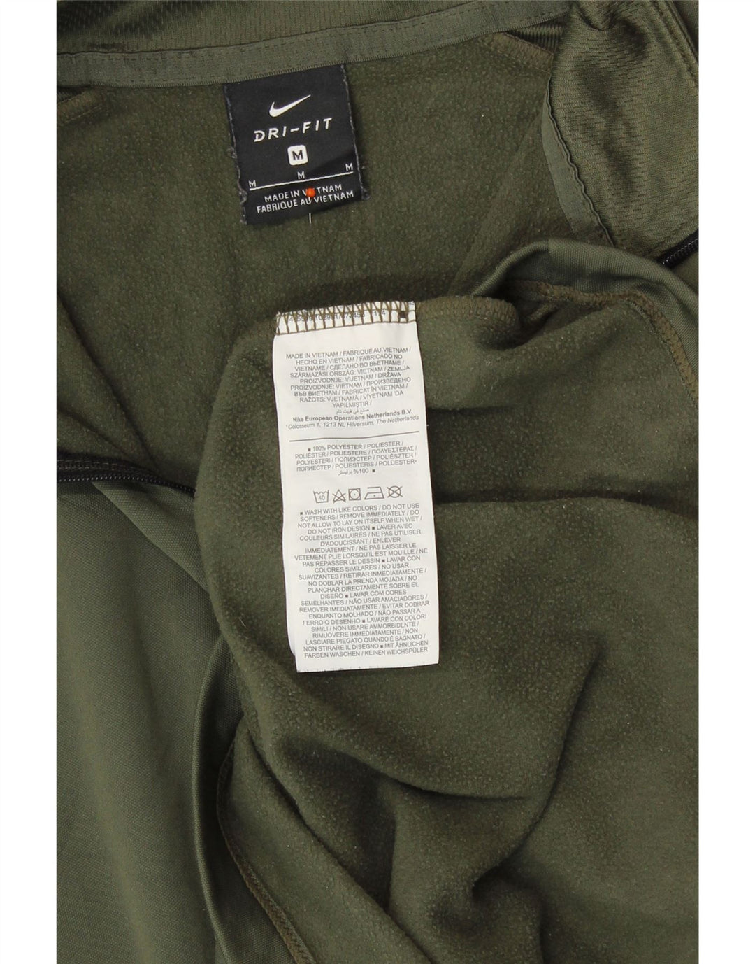 NIKE Hombre Dri Fit Graphic Pullover Chándal Top Medium Khaki Colorblock