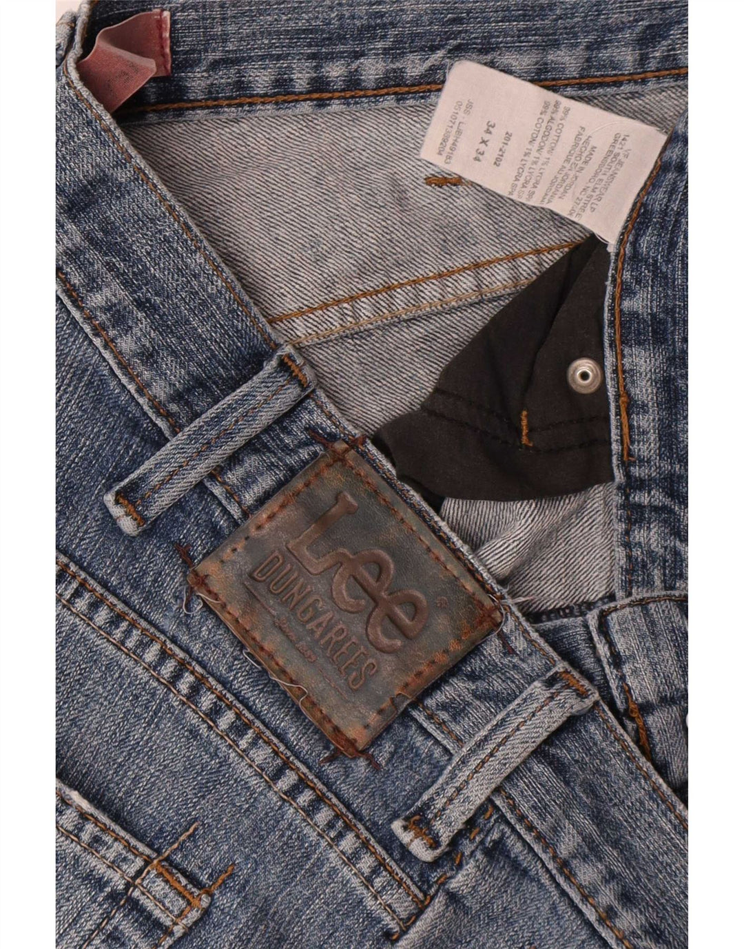 Vaqueros rectos desgastados para hombre Lee W34 L34 Algodón azul
