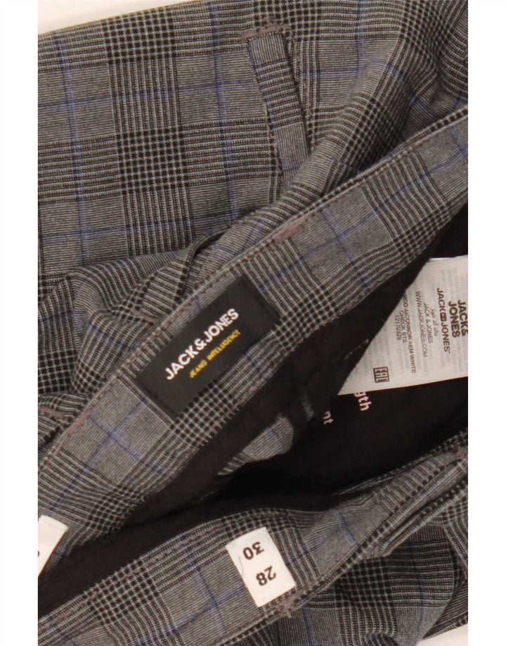Jack & Jones Mens Marco Slim Traje Pantalones W28 L30 Gris Cuadros Poliéster