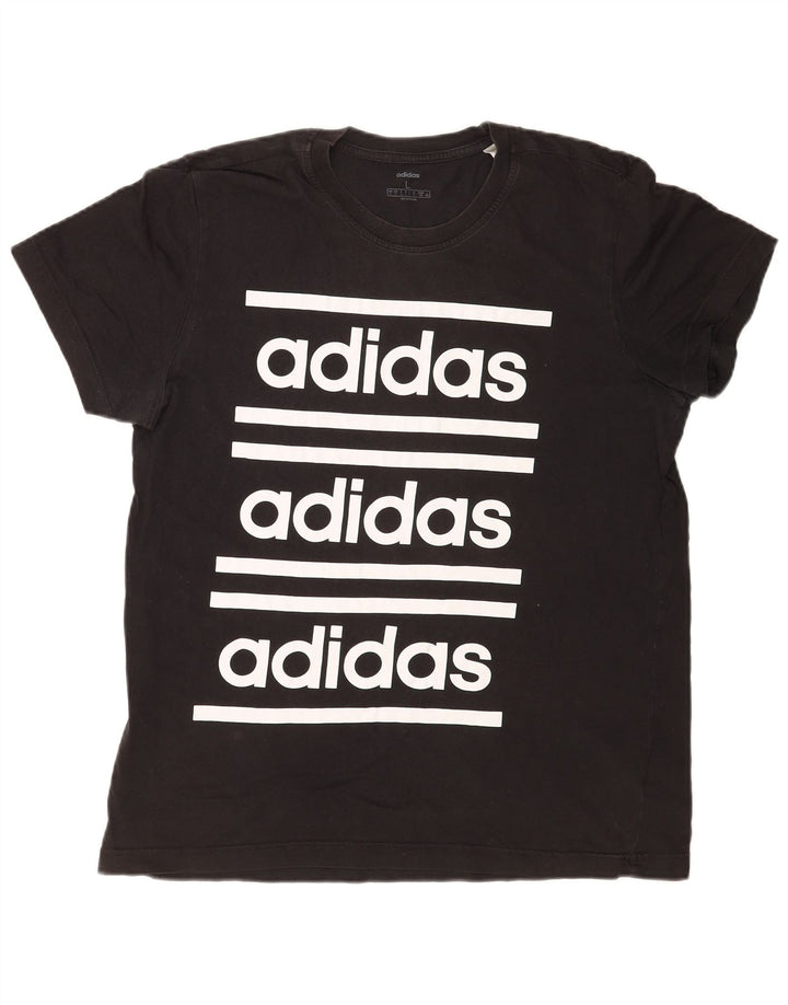 Adidas - Camiseta gráfica para hombre, talla grande, algodón negro