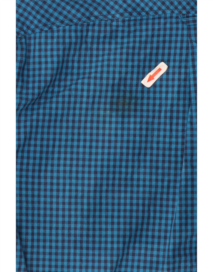 Ben Sherman Camisa para hombre pequeña de algodón a cuadros azul
