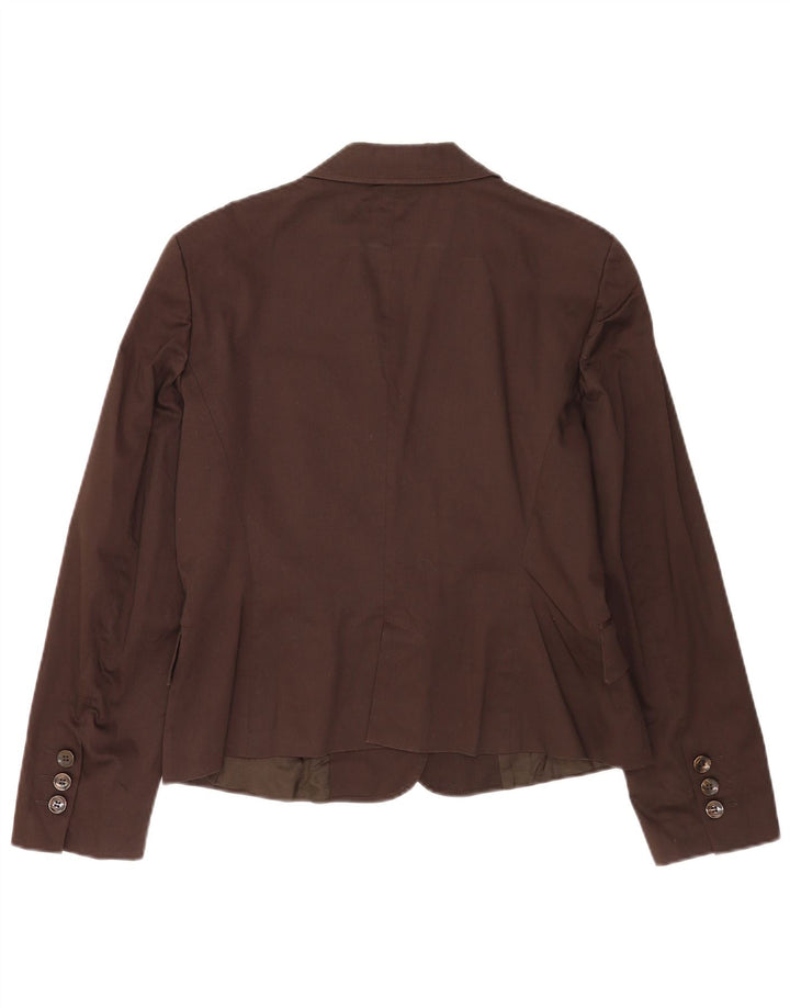Zara Mujer Chaqueta Blazer De 2 Botones UK 40 XL Algodón Marrón