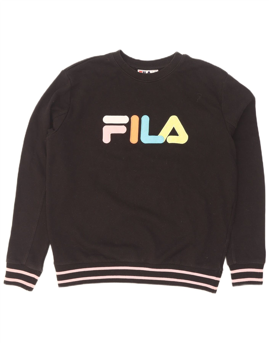 Fila Hombre Graphic Sudadera Jumper Grande Negro Rayas Algodón