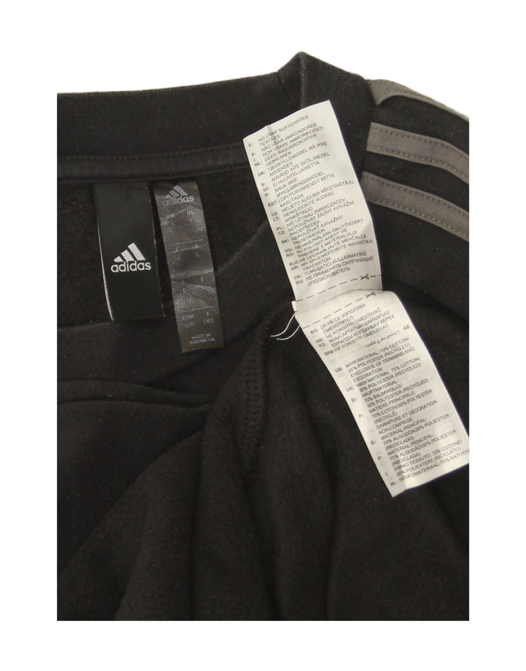 Adidas Hombre Sudadera Jumper Grande Negro Algodón