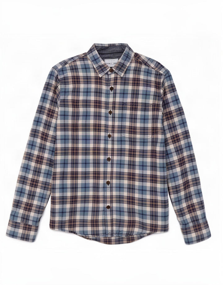 Camisa de hombre Fat Face de algodón a cuadros azul medio