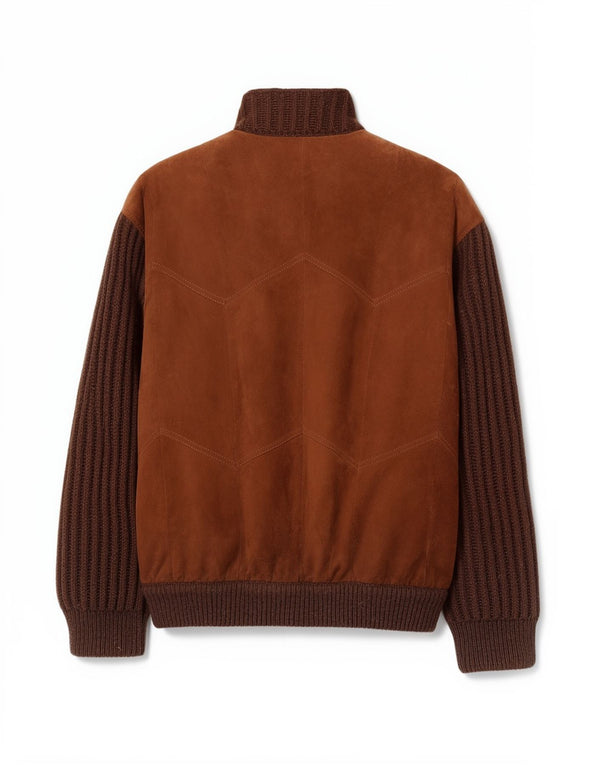Bizzarro Mens Suede Jacket IT 50 Large Brown Colourblock
