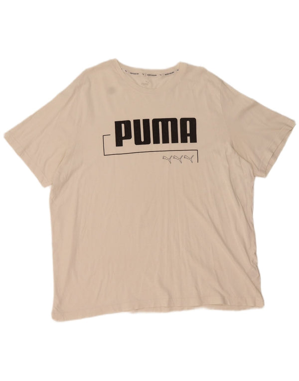 Puma Camiseta gráfica para hombre Top 2XL Algodón blanco