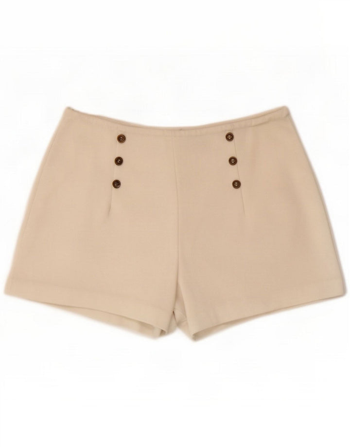 Zara Mujer Pantalones Cortos Casuales Pequeños W26 Blanco Roto