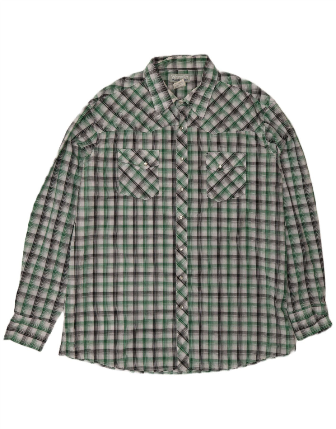Wrangler Camisa alta para hombre 2XL Algodón a cuadros verdes
