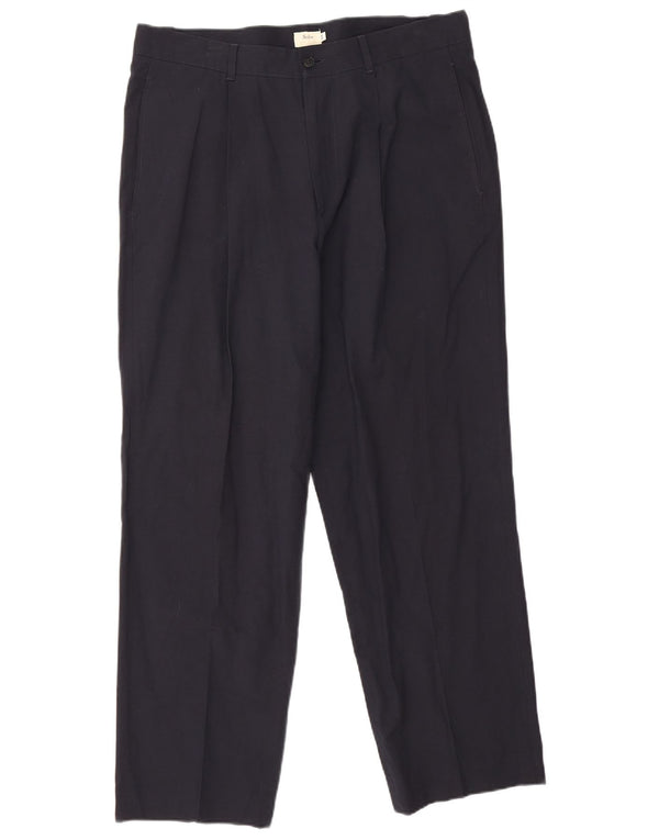 Sisley Mens Pegged Suit Trousers W38 L28 Navy Blue Viscose Classic
