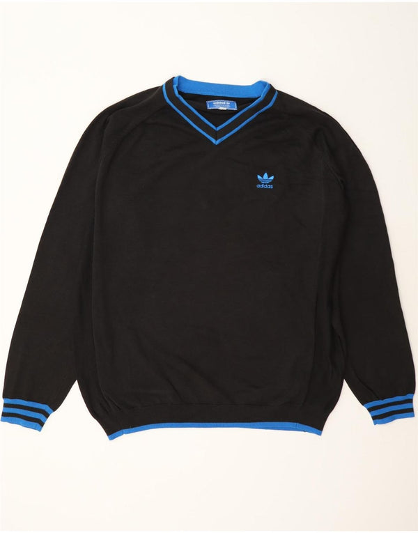 Adidas - Jersey con cuello en V para hombre, talla XL, algodón a rayas, color negro